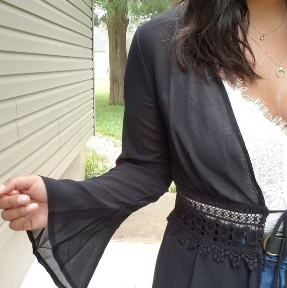 BEAUTY FROM ASHES BLACK CHIFFON CARDIGAN - Picture 13 of 15